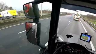 Scania R450 POV driving on the highway to Antwerpen