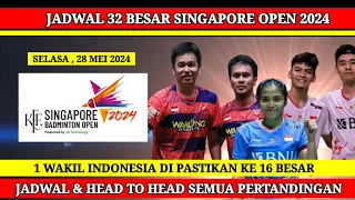 JADWAL LENGKAP & HEAD TO HEAD 32 BESAR SINGAPORE OPEN 2024 | JADWAL BADMINTON HARI INI