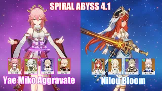 C0 Yae Miko Aggravate & C0 Nilou Bloom | Spiral Abyss 4.1 | Genshin Impact