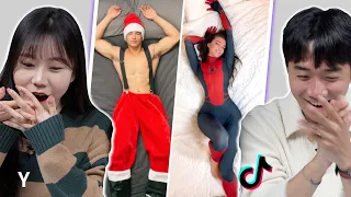 Korean Guy&Girl React To TikTok ‘Bed Transition’ Challenge for the first time | Y
