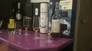 Сравнение LAGAVULIN 16 & ARDBEG 10 & LAPHROAIG 10 & TALISKER 10. Виски обзор!!!