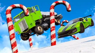 We Smash Cars Down an Insane Christmas Downhill Challenge in BeamNG Multiplayer!