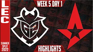 G2 vs AST Highlights | LEC Summer 2022 W5D1 | G2 Esports vs Astralis