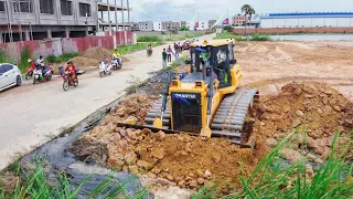 Nearly Complete Wonderful Show  Land fill up Processing Dump TrucK & Dozer SHANTUi push soil clear