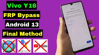Vivo Y16 FRP Bypass Android 13 Without PC | Vivo Y16 Bypass FRP Google Account Lock | New Method