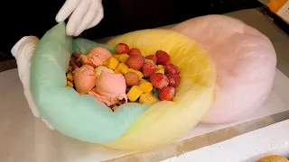 Cotton Candy Ice cream Fruit Burrito / 솜사탕 브리또 / Korean Street Food