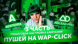 АРБИТРАЖ ТРАФИКА ОБУЧЕНИЕ ПУШИ.  ПОШАГОВАЯ НАСТРОЙКА КАМПАНИИ НА WAP-CLICK. ADLEAD.PRO & ADSTERRA 3ч