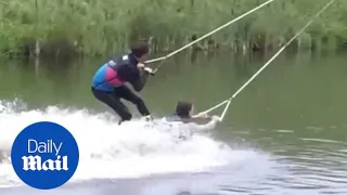 Man uses his friend as a human WAKEBOARD!