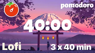 40 Minute Timer - Lofi - Pomodoro Timer - 3 x 40 min