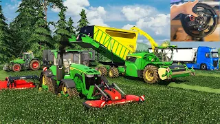 CLOVER mowing & Silage with BIG EQUIPMENT - Logitech G29 gameplay | Farming Simulator 19