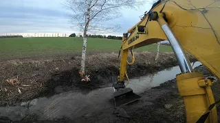 Repairing field drain system | Cleaning ditch with Komatsu PC130 | Part 3.2