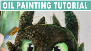 DIY Oil painting ASMR | How to (train) draw a dragon | Toothless drawing tutorial