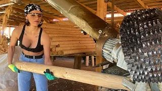 Skilled Woman Takes on Heavy-duty Woodworking at the Sawmill.