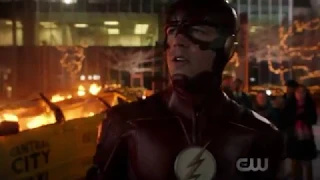 The Flash 4x23/Barry, Cisco, and Ralph save people/Barry and a speedster destroy satellite