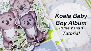 Koala Baby Boy Album. Tutorial. Pages 3 and 4/ Детский альбом для мальчика. Мастер-класс