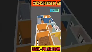 20 x 45 HOUSE PLAN I 900 SQFT GHAR KA NAKSHA I 20 X 45 HOUSE DESIGN | 20 x 45 FLOOR PLAN #Shorts