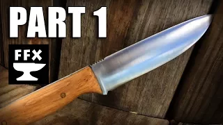 How to make a bushcraft knife from a lawnmower blade Part 1