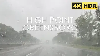 High Point to Greensboro | Rainy Driving Tours | North Carolina, USA | 4K HDR