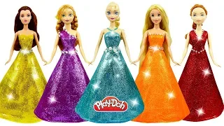 DIY How to Make Play Doh Super Glitter Dresses for Disney Princesses