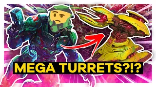 he tried to BREAK our TURTLE with MEGA TURRETS! 😂