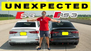 Audi RS3 faces tuned Audi S3, can it keep up? Drag and roll race! What $4k can do to an S3.