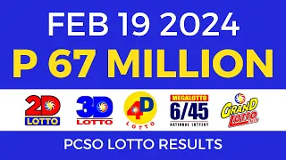Lotto Result February 19 2024 PCSO