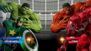 Hulk & Green Captain America VS Red Hulk & Red Venom - Marvel vs Capcom Infinite