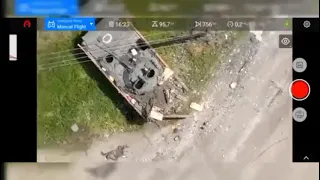 Destruction of a rus tank company by bomber drones