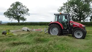 Cumbrian Silage - Mowing with NEW Massey Ferguson 5713S & Claas - Silage 2019