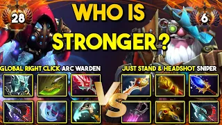 WHO IS STRONGER? | Global Right Click Arc Warden Vs. Just Stand & Headshot Sniper 7.35c DotA 2