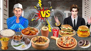 Desi Vs Videsi Food Eating Challenge Street Food Competition Hindi Kahani Moral Stories Comedy Video