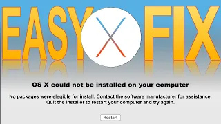 EASY FIX / OS X could not be installed on your computer