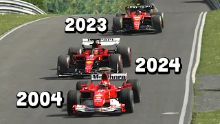 Ferrari F1 2024 (Pre Season) vs Ferrari F1 2004 vs Ferrari F1 2003 at  Nordschelife