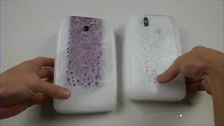 iPhone XS против Samsung Galaxy S9 тест на замораживание игристой воды - кто  выживет?