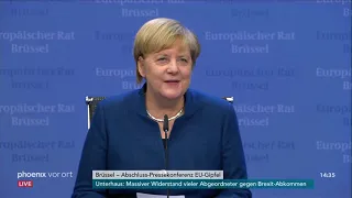 Bundeskanzlerin Angela Merkel zum Abschluss des EU-Gipfels am 18.10.19