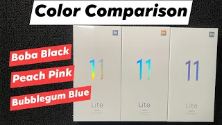 Xiaomi Mi 11 Lite All Color Comparison Boba Black, Bubblegum Blue and Peach Pink and Unboxing