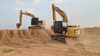 แพคคู่ เดินกลับที่พัก CAT 313D2 GCหลังเลิกงาน หาหนูนาไปด้วย ทีมงาน มงคลฟาร์ม excavator and truck