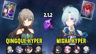 (F2P) E6 QINGQUE Hyper (w/ E0 AVENTURINE) & E6 MISHA Hyper | 2.1.2 MoC Stage 12 | Honkai Star Rail