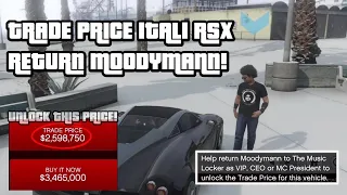 HOW TO UNLOCK THE TRADE PRICE FOR THE GROTTI ITALI RSX! RETURN MOODYMANN MISSION (GTA 5 ONLINE DLC)