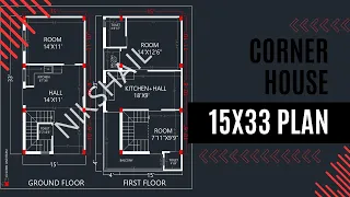 15X33 corner house plan by niKshail house