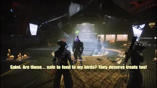 Idle Dialogue, Tower Hangar | Saint-14: "Are These Safe to Feed to My Birds?" | Season of the Lost