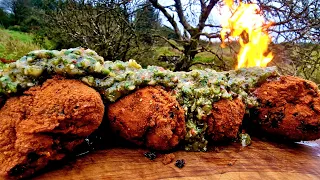 Fried Stuffed CHICKEN🍗 Buscraft Style ASMR Cooking  (4K, Relaxing Sounds)