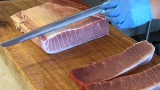 How to cut  giant bluefin tuna for Sashimi - fish cutting skills