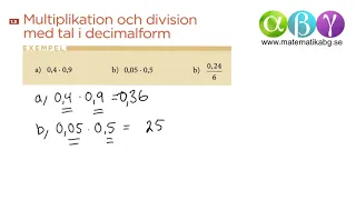 G 1.3 Multiplikation och division med tal i decimalform