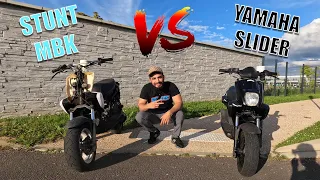 STUNT MBK VS YAMAHA SLIDER (GROSSE CHUTE EN STUNT)