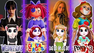 MY talking angela 2 🖤 💜 Wednesday Addams Vs Megan Vs Ragatha vs Poppy Playtime 3 💛 ❤️ Cosplay 🔮🔮