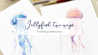 Relaxing Jellyfish - Watercolour Process & Calming Piano