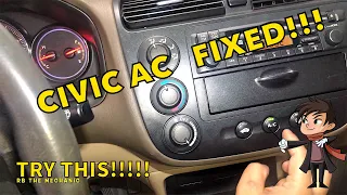 Honda Civic AC dont work checked AC relay fuse & by passed AC switch quick FIX diagnostic 1999 UP