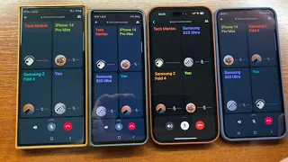 Samsung S23U vs Samsung Z Fold 4 vs iPhone 14 PM vs Samsung S23 Plus WhatsApp Group Incoming Call