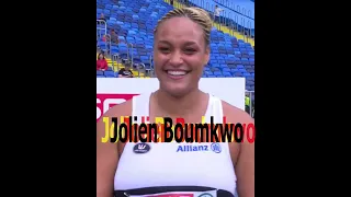 Belgian shot putter Jolien Boumkwo runs 100 meter hurdles to save team #jolienboumkwo